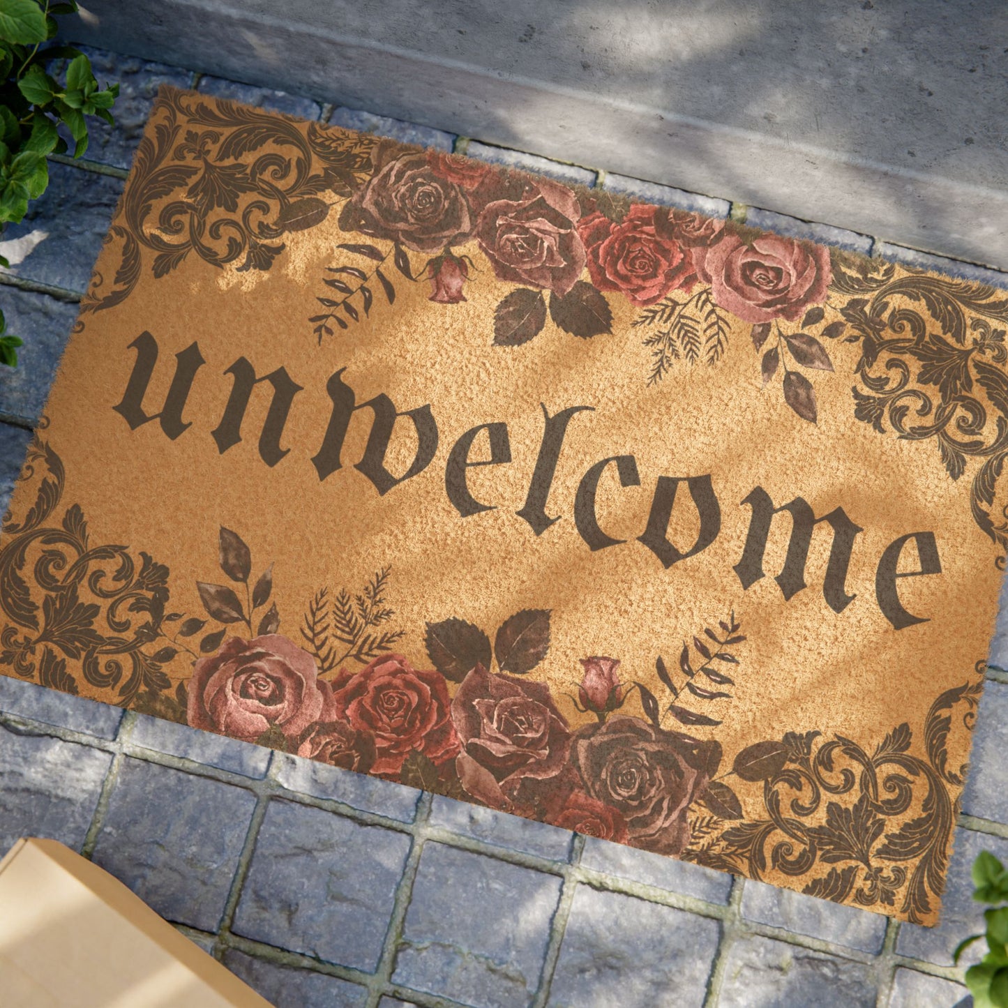 Dark Rose Gothic Floral Doormat