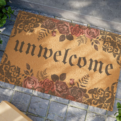 Dark Rose Gothic Floral Doormat
