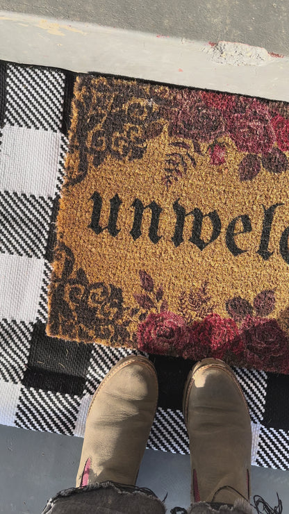 Dark Rose Gothic Floral Doormat